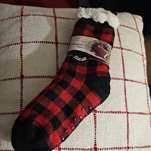 Dearfoams Men's Plaid Slipper Socks with Sherpa Cuff